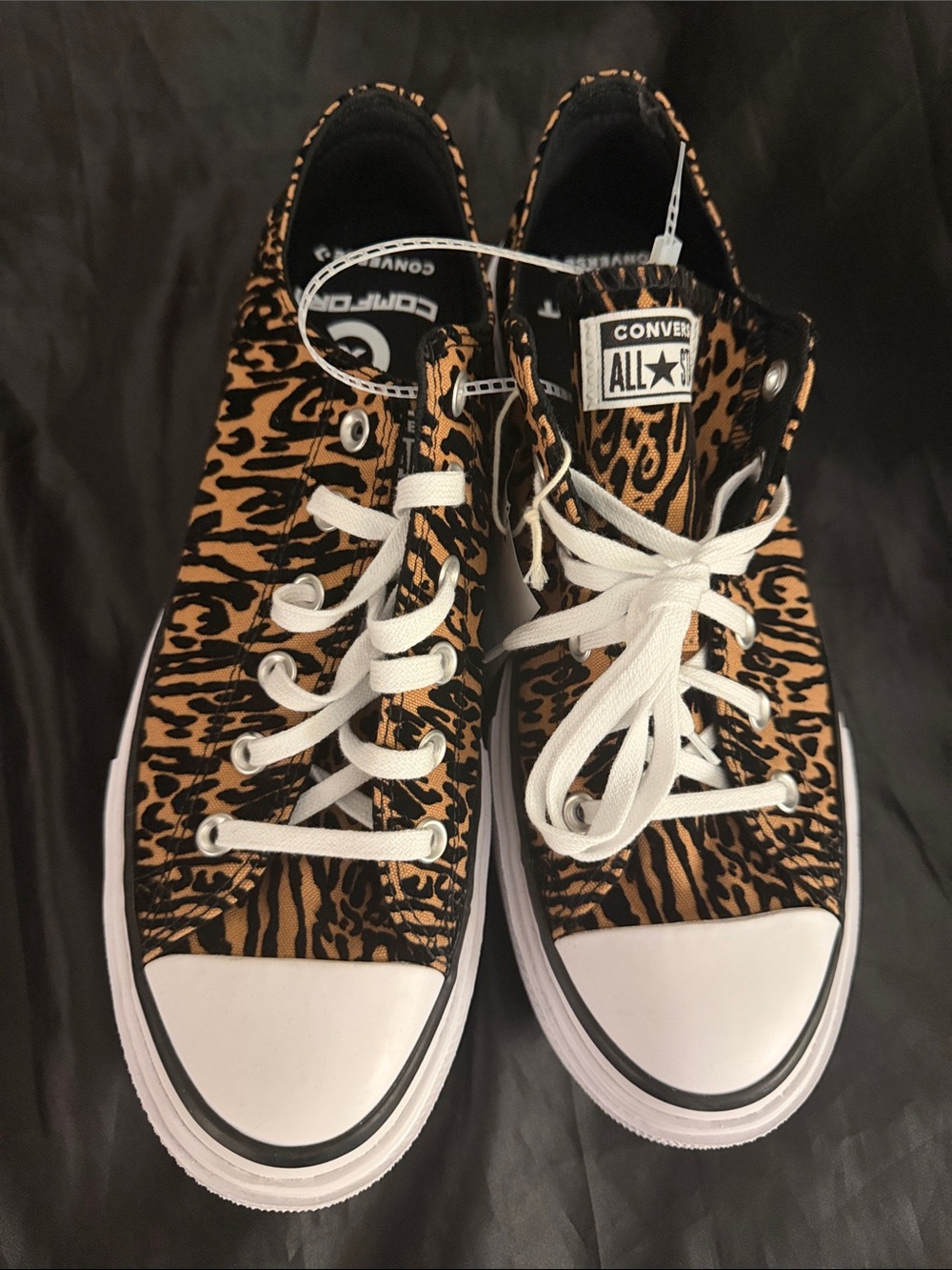 Converse All Star Women's Leopard Print Low Top Lift Double Stack Sneakers 10/12